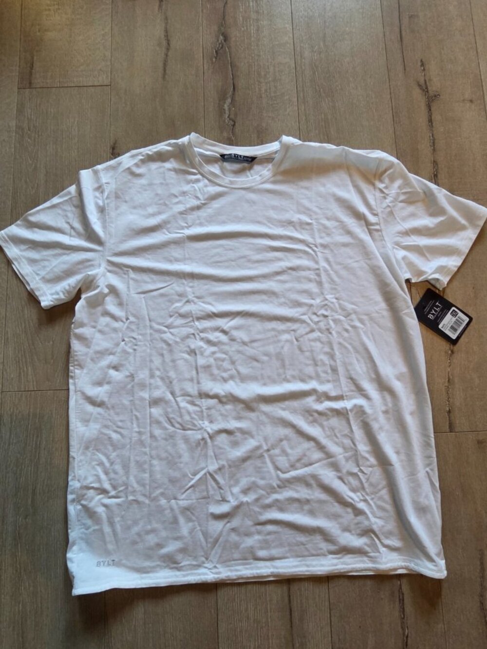 BYLT Premium Basics T-Shirt Mens 2XL White Short Sleeve Crew Neck Summer Tee